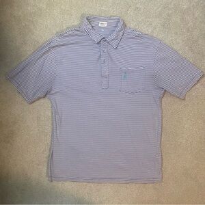 Johnnie-O Men’s Original Four Button Cotton Polo Purple Striped, Medium
